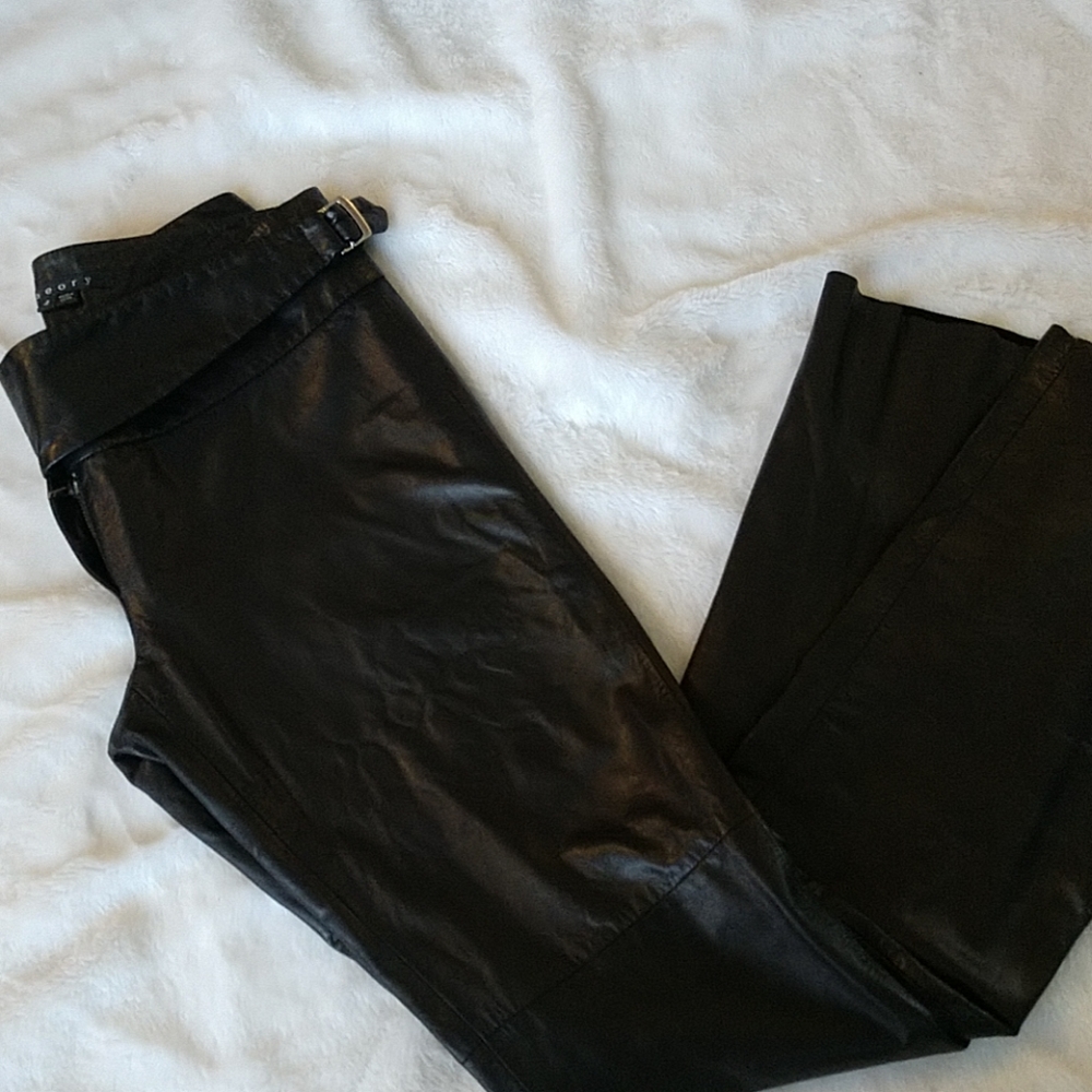 Theory Black leather pants